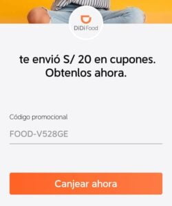 Código Promocional Didi Food Perú